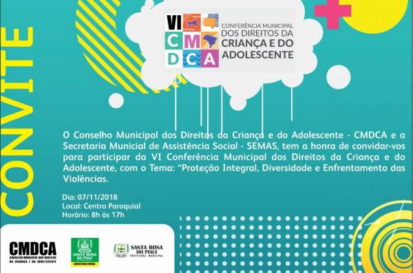 VI CMDCA será realizada em Santa Rosa do Piauí nesta próxima quarta-feira(07)