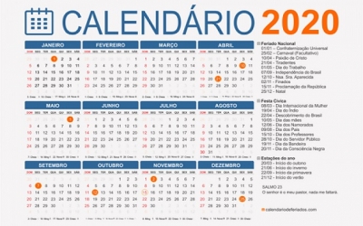 2020 terá 11 feriados nacionais em dias de semana