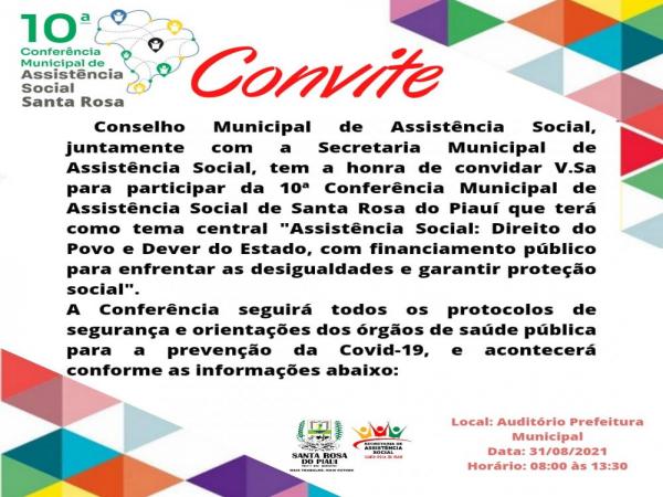 CMAS realiza a 10ª Conferência Municipal em Santa Rosa do Piauí
