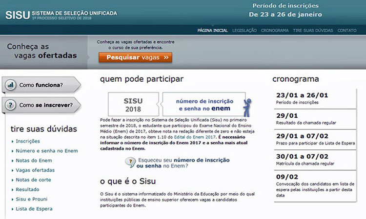 Inscrições para o Sisu começam nesta terça-feira (23)
