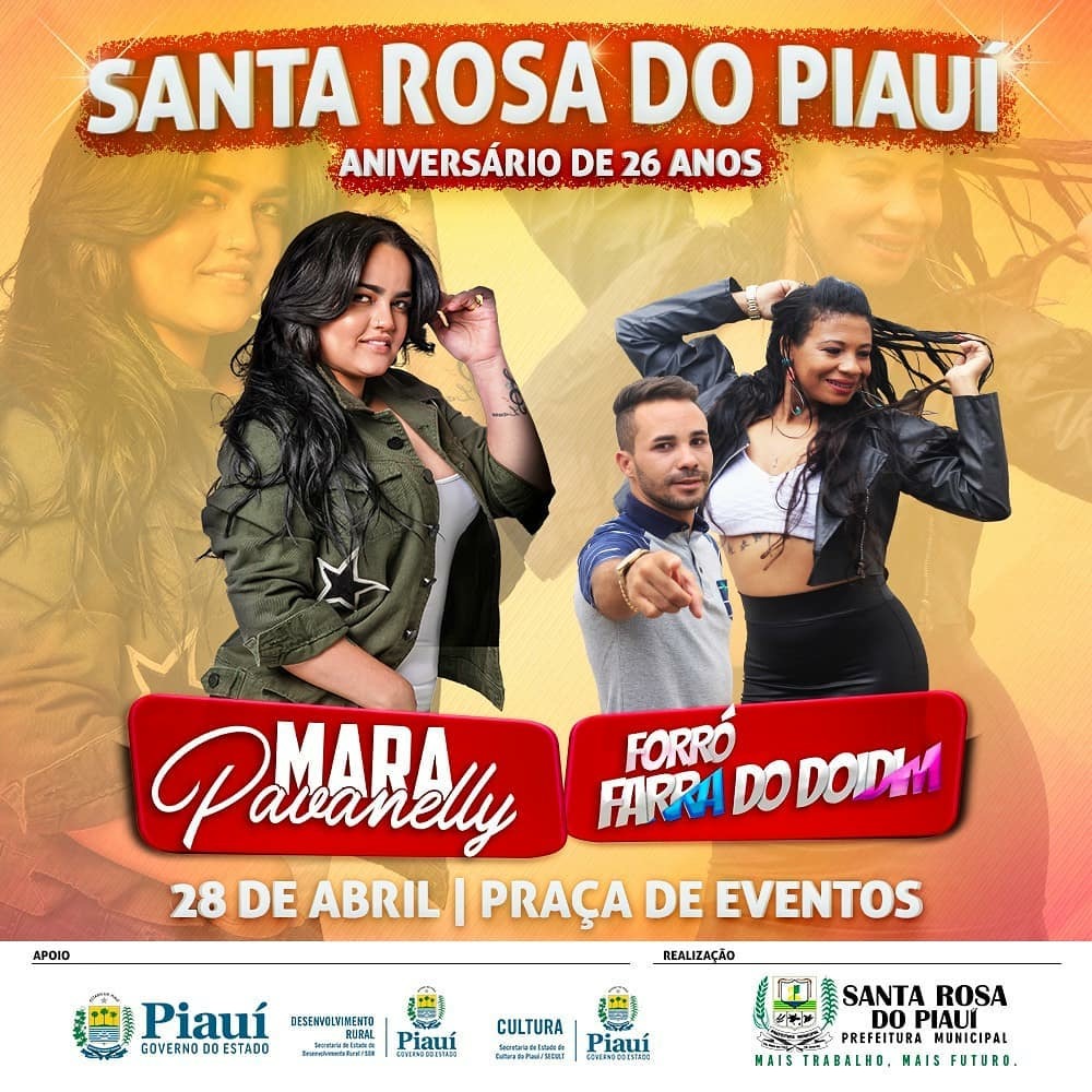 26º aniversário  de Santa Rosa do Piauí  terá show com a cantora Mara Pavelly